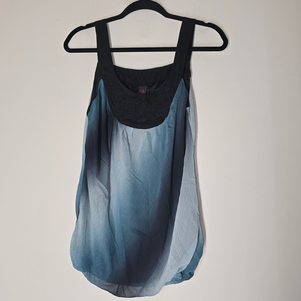 Y2K Wrapper Ombre Sleeveless Tank Top Rosette Flowy Fitted Waist‎ Women's M